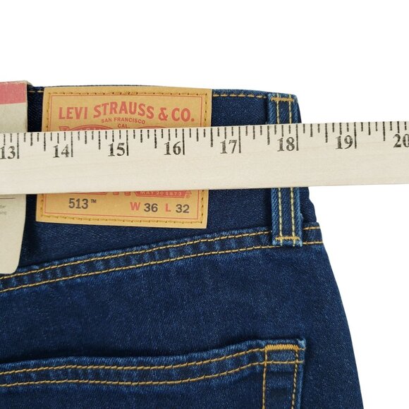 Levi's Jeans Men's 36x32 513 Slim Straight Stretch Denim Blue Dark Wash NWT - Picture 7 of 10